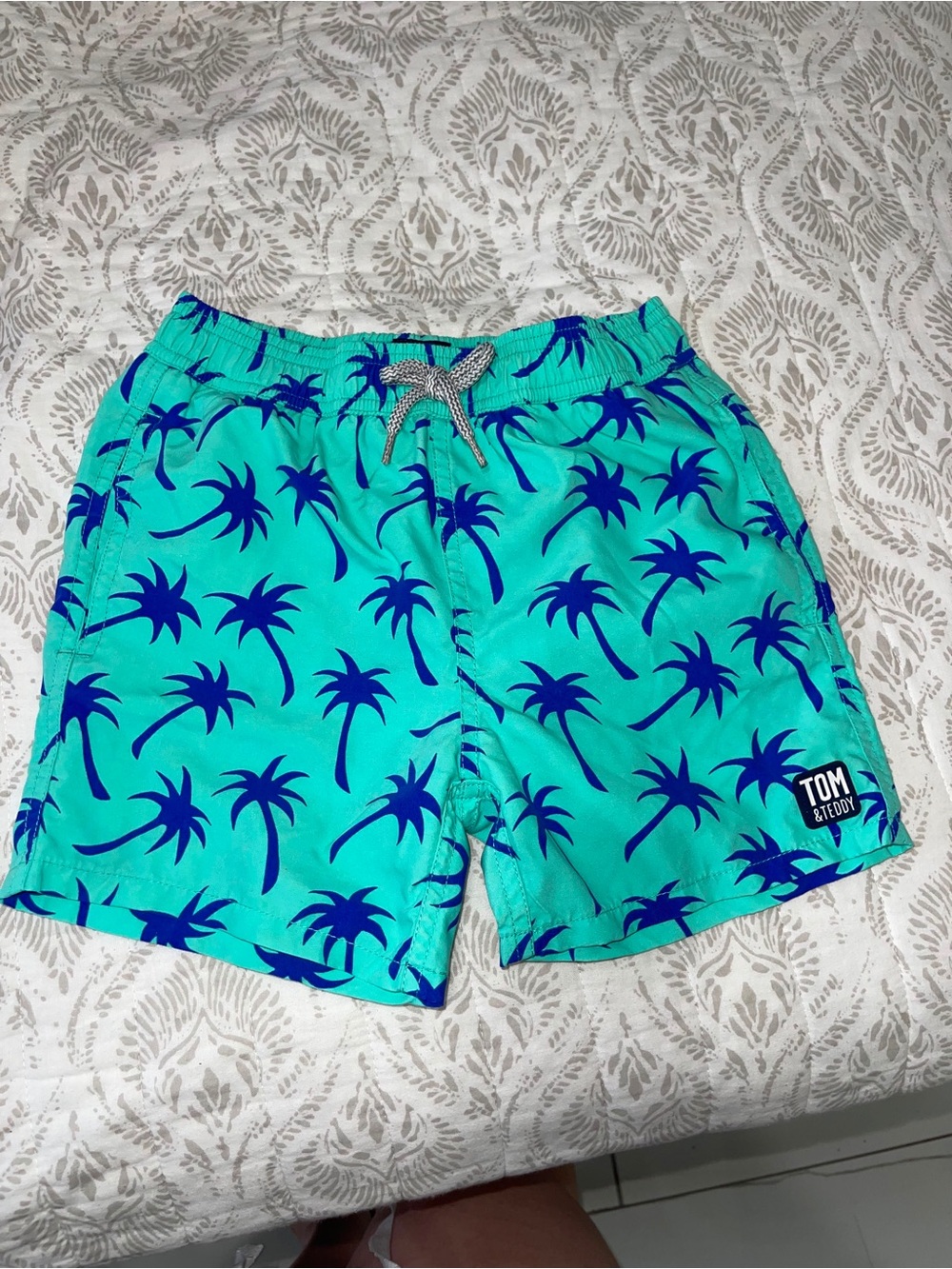 Tom & Teddy Turquoise Palm Print Swim Shorts Kid